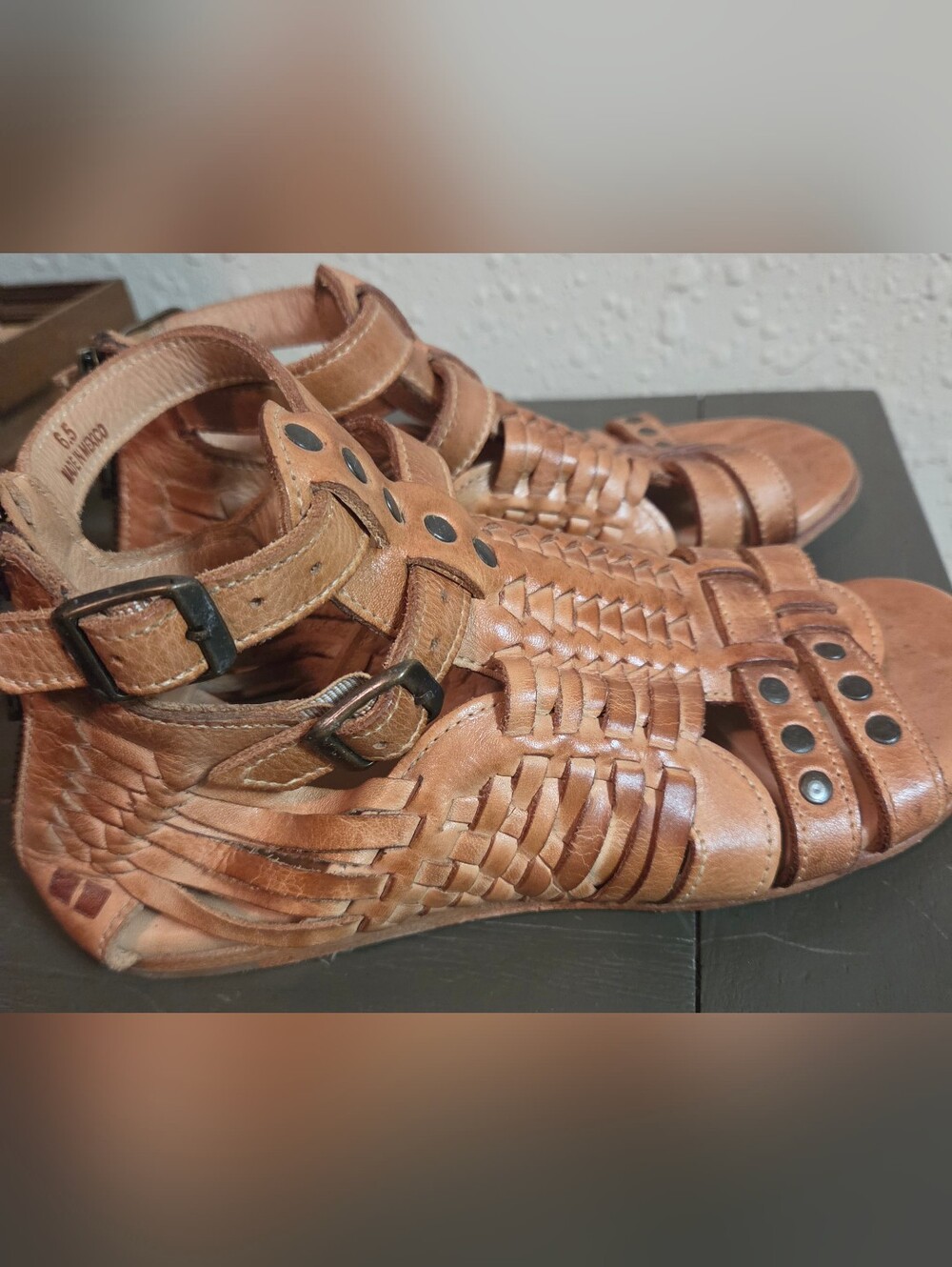 Bed Stu Woven Claire III Sandals - Cognac Brown - Picture 6 of 12
